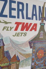 Vintage 1960s TWA Switzerland Poster by David Klein