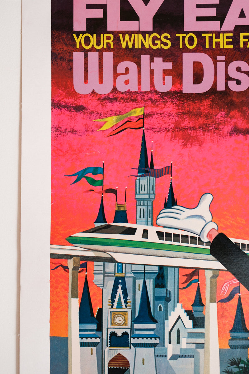 Vintage 1970s Disney World Eastern Airlines Poster (Large/Linen