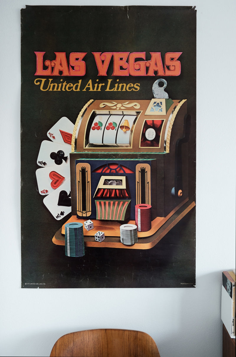 Vintage 1971 Las Vegas United Airlines Poster