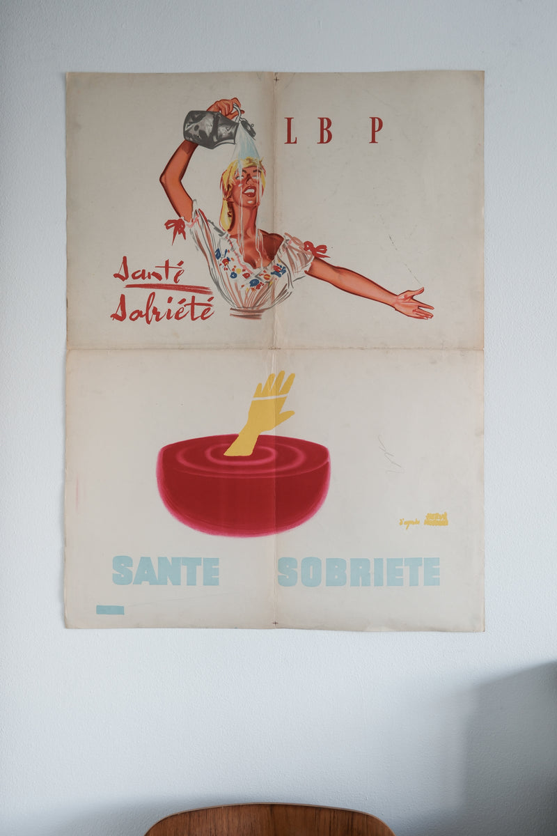 Vintage French "Santé Sobriété" Poster