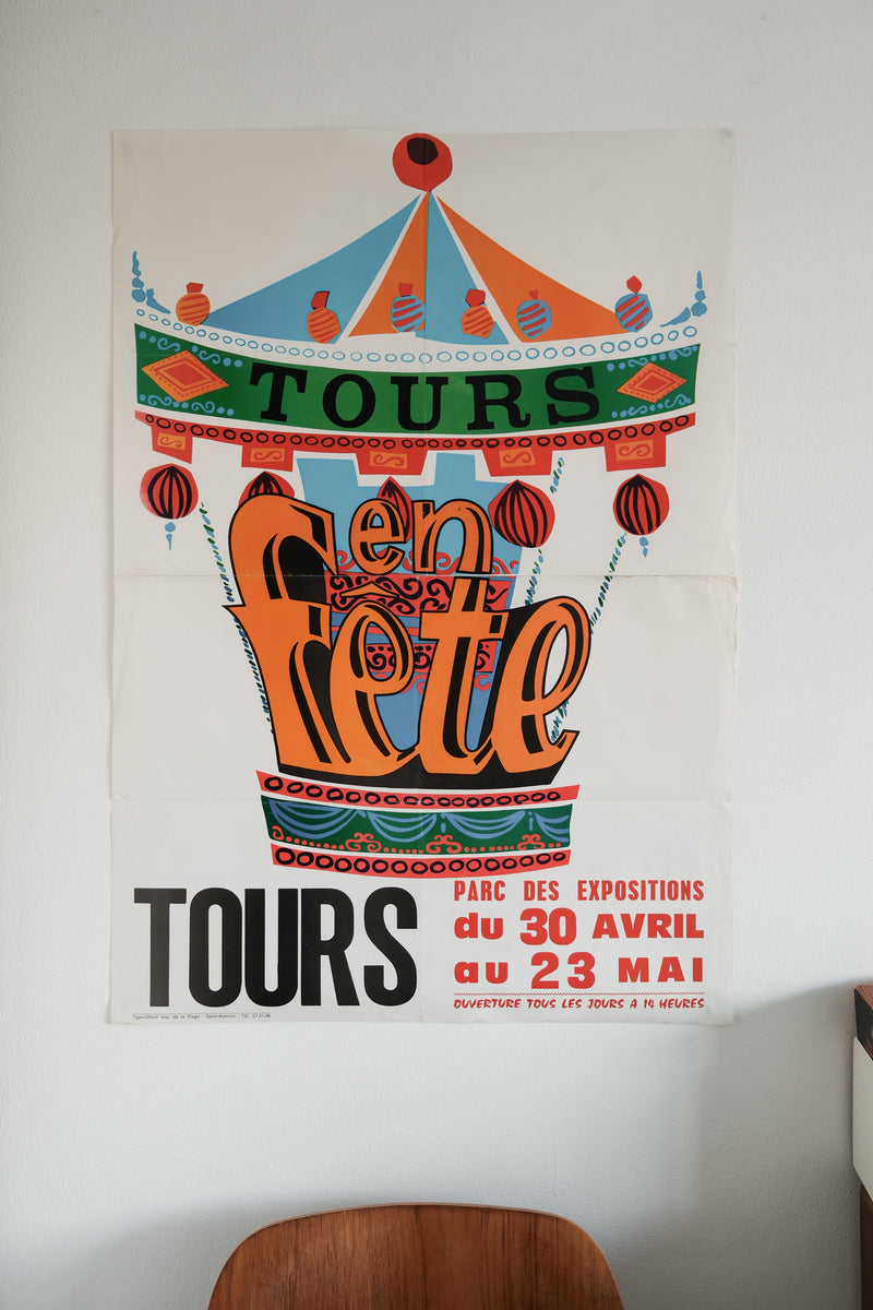 Vintage French "Tours En Fête" Carnival Poster
