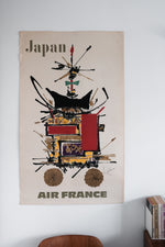 Vintage 1960s Air France Japan Poster by Georges Mathieu
