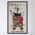 Vintage 1960s Air France Japan Poster by Georges Mathieu