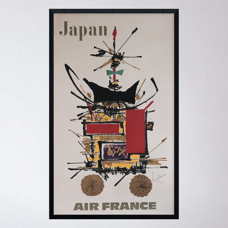 Vintage 1960s Air France Japan Poster by Georges Mathieu