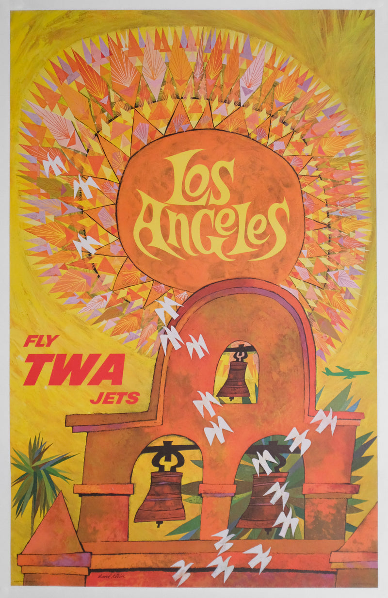 Vintage 1950s TWA Los Angeles Poster by David Klein (Large)