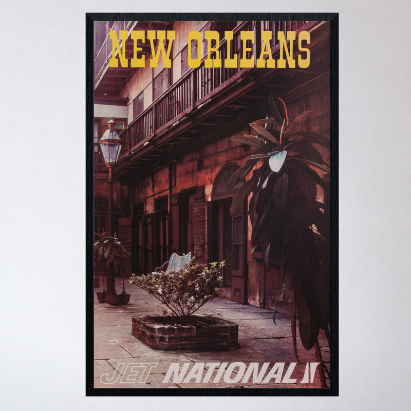 Vintage Mid-Century New Orleans National Airlines Travel Poster (Large/Linen-Backed)