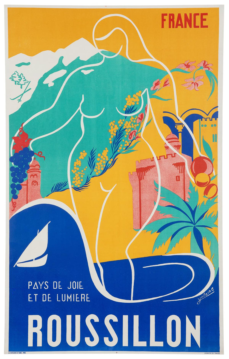 Vintage 1950s Roussillon, France Poster (LARGE)