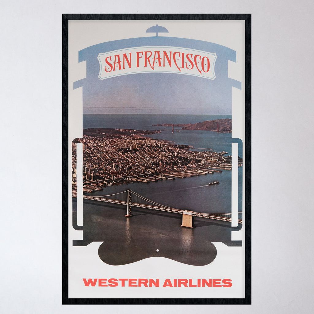 Western Airlines San Francisco Vintage  Poster Trolley