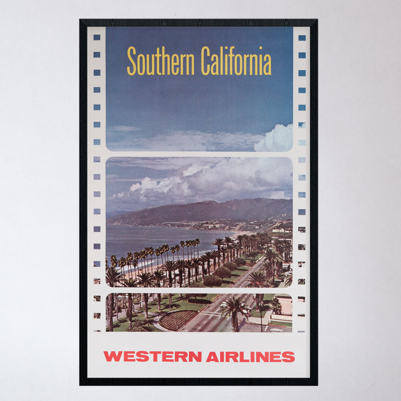 Vintage 1970s Western Airlines Southern California Poster