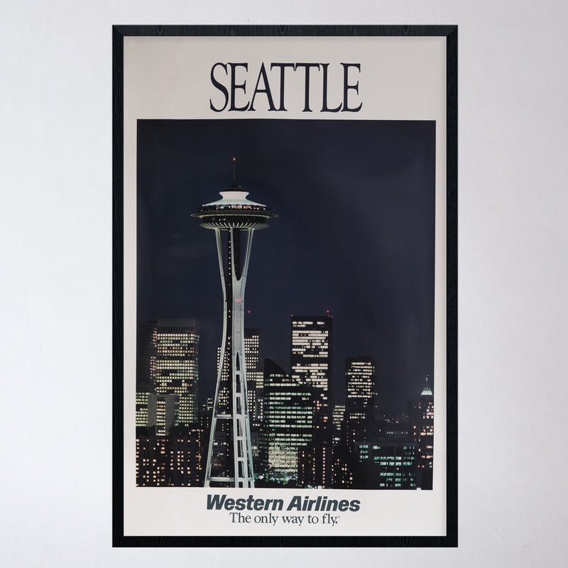Vintage 1980s Western Airlines Seattle Poster