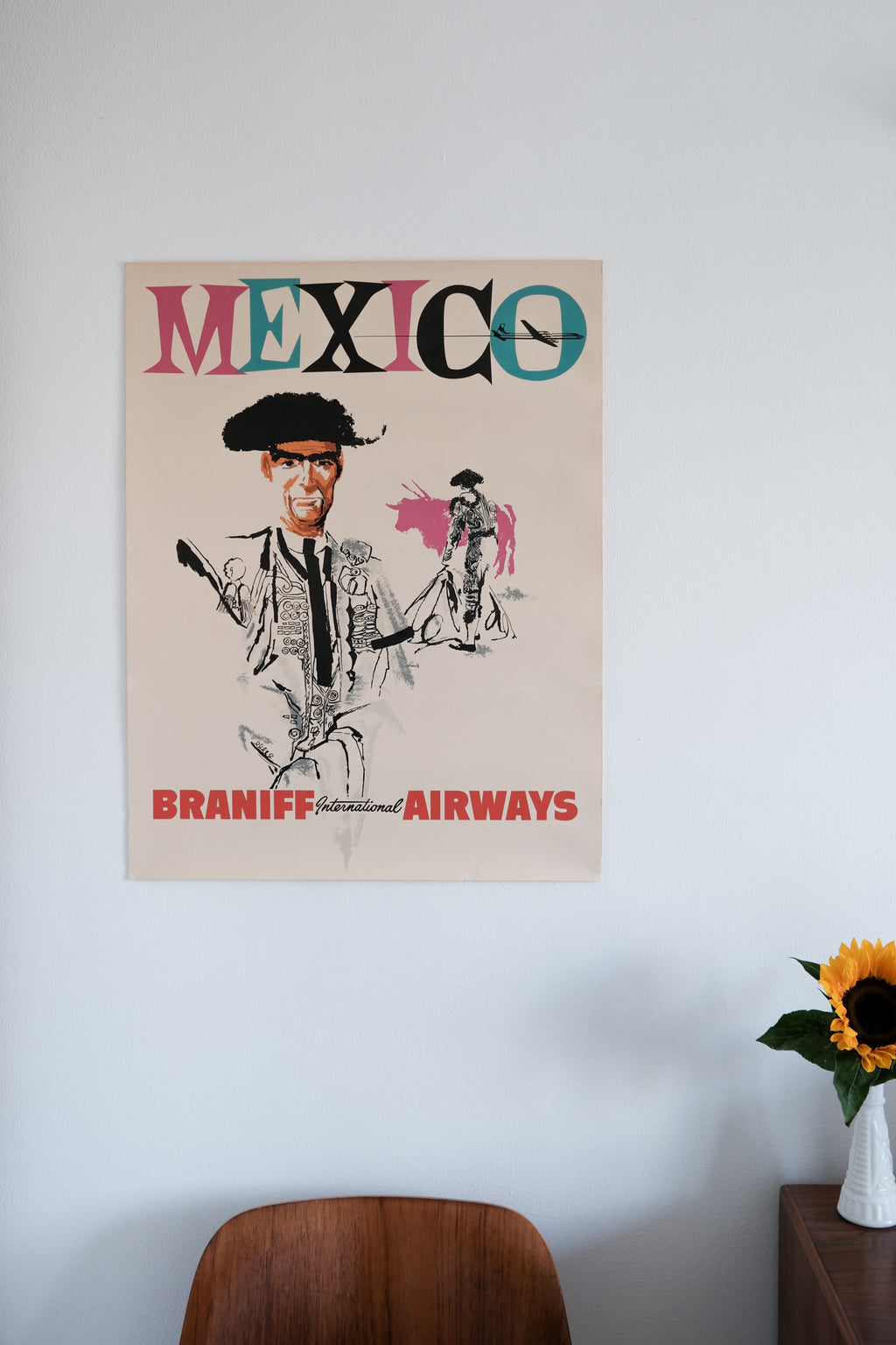 Braniff Airlines Mexico Poster 1950s