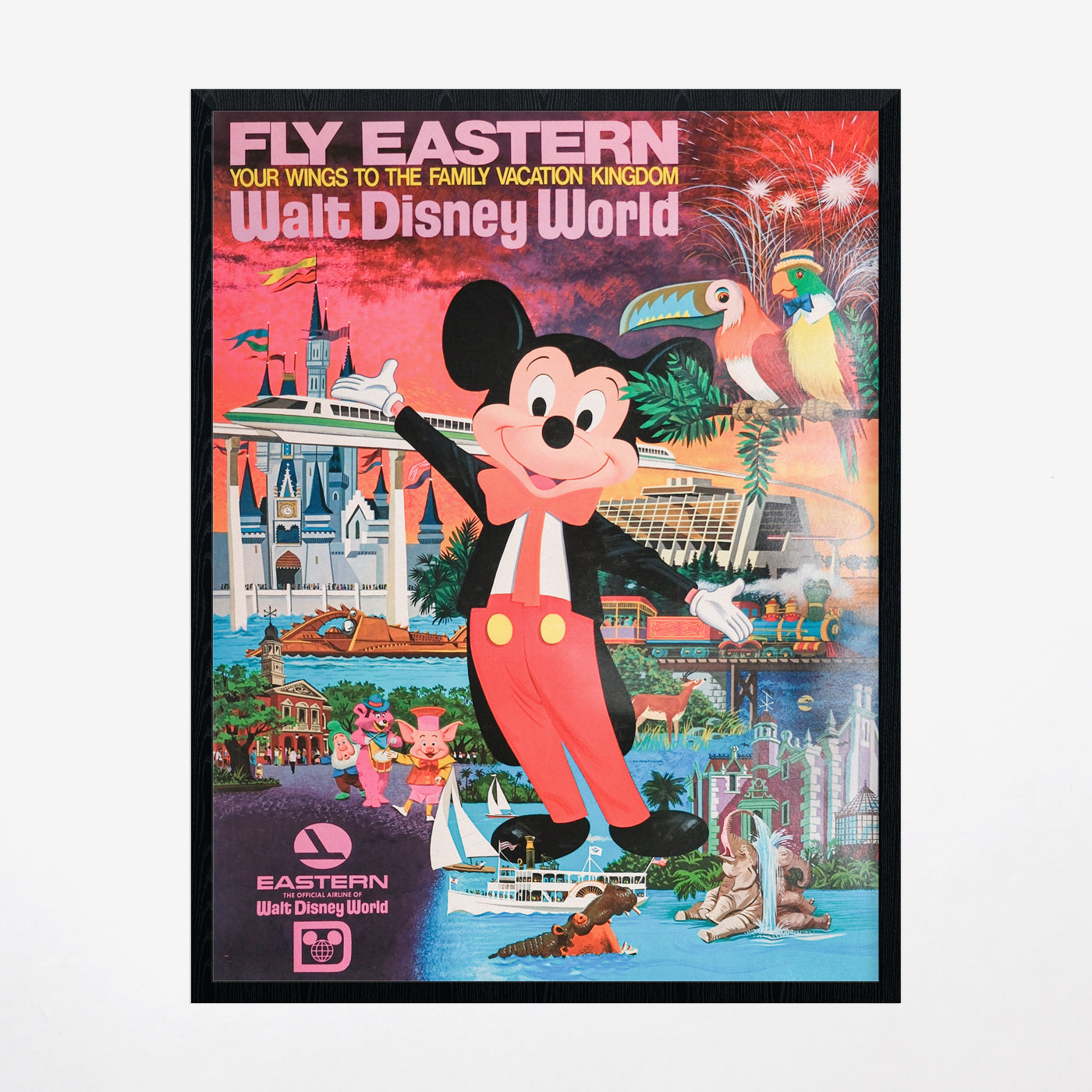 Vintage 1970s Disney World Eastern Airlines Poster (Large/Linen