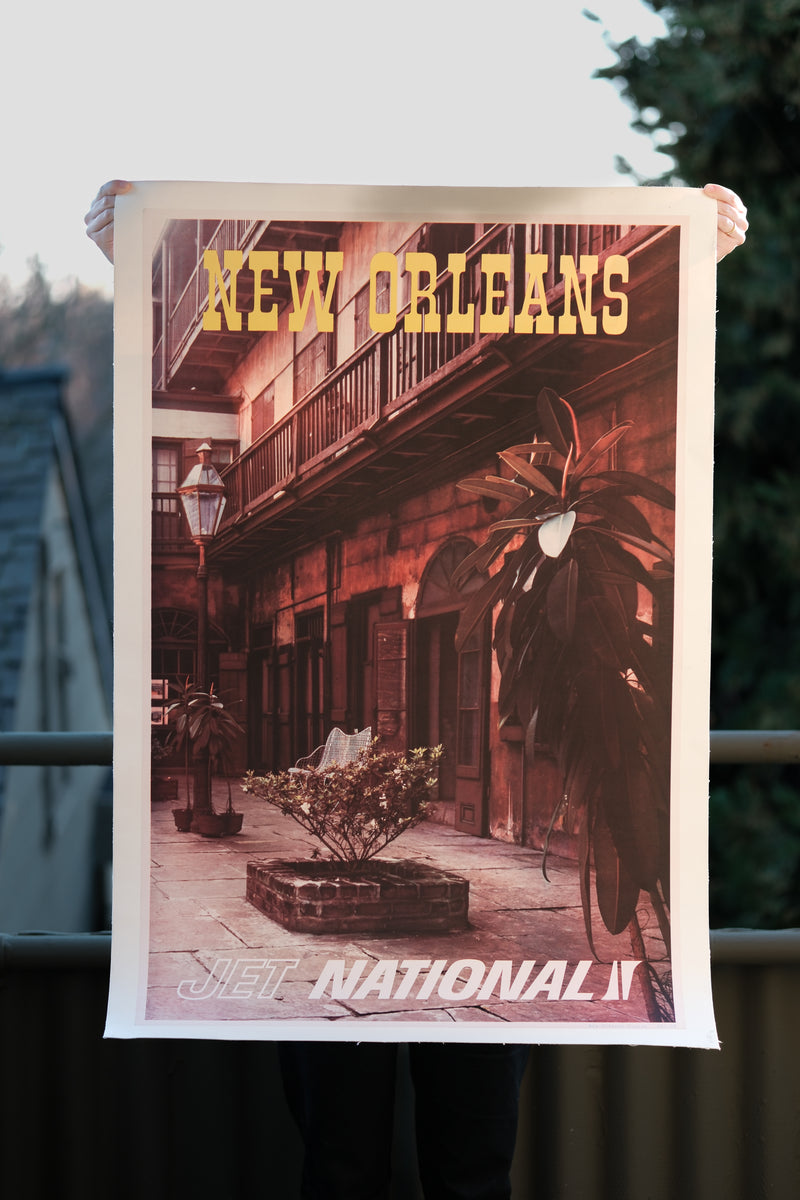 Vintage Mid-Century New Orleans National Airlines Travel Poster (Large/Linen-Backed)