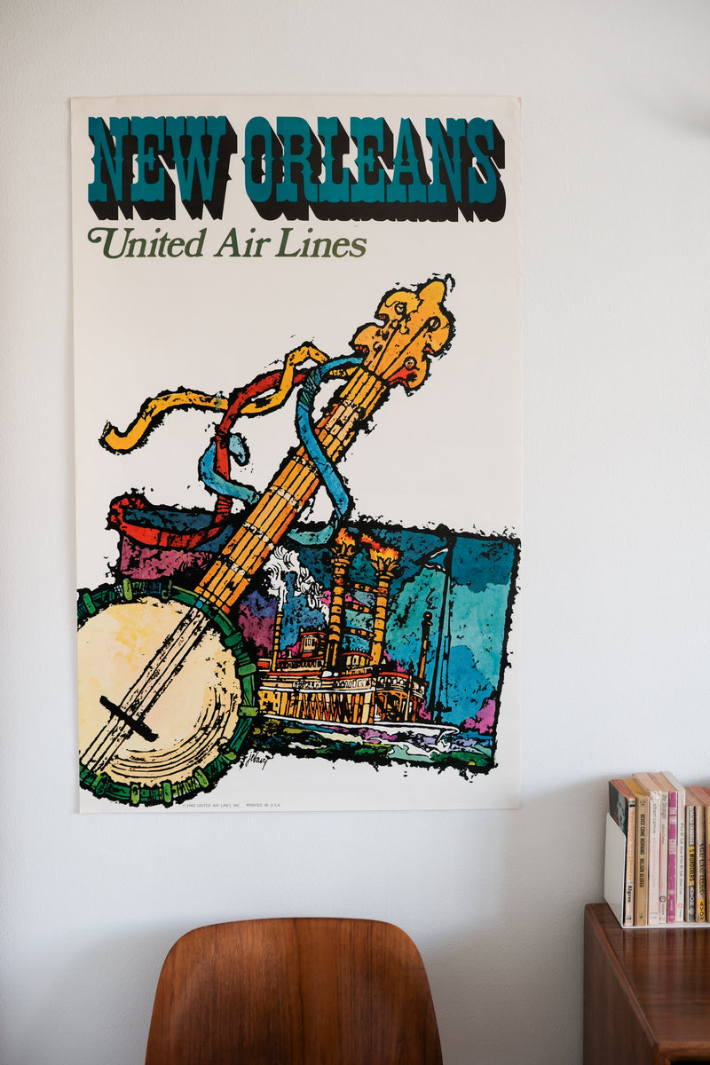 Vintage 1968 New Orleans United Airlines Poster