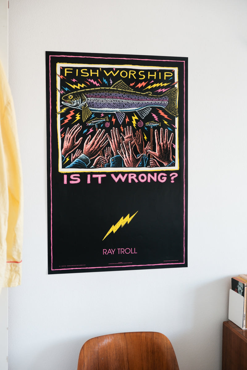 Vintage Ray Troll "Fish Worship" Signed Poster