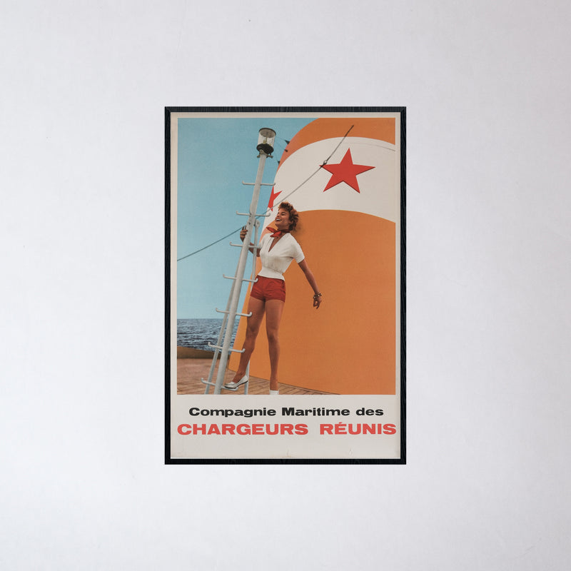 Vintage 1960s French Chargeurs Réunis Shipping Poster