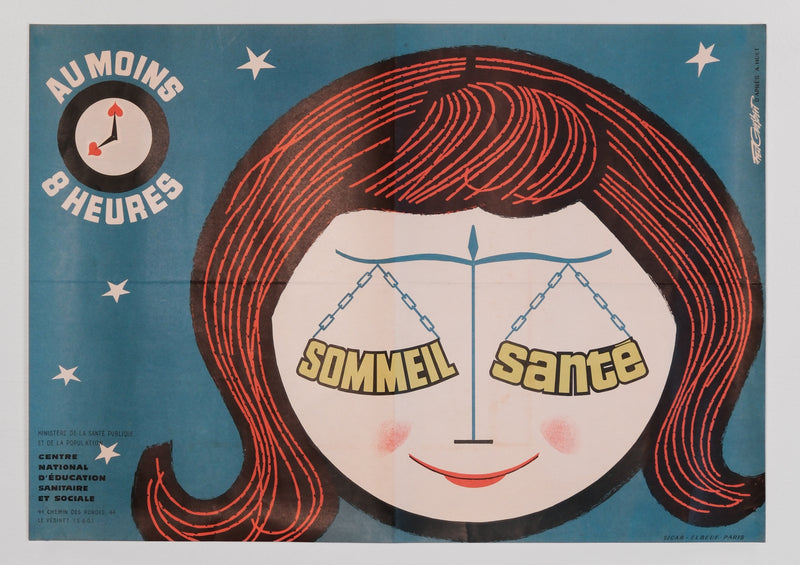 Vintage 1960s French Sommeil Sante ("Sleep and Health") Poster