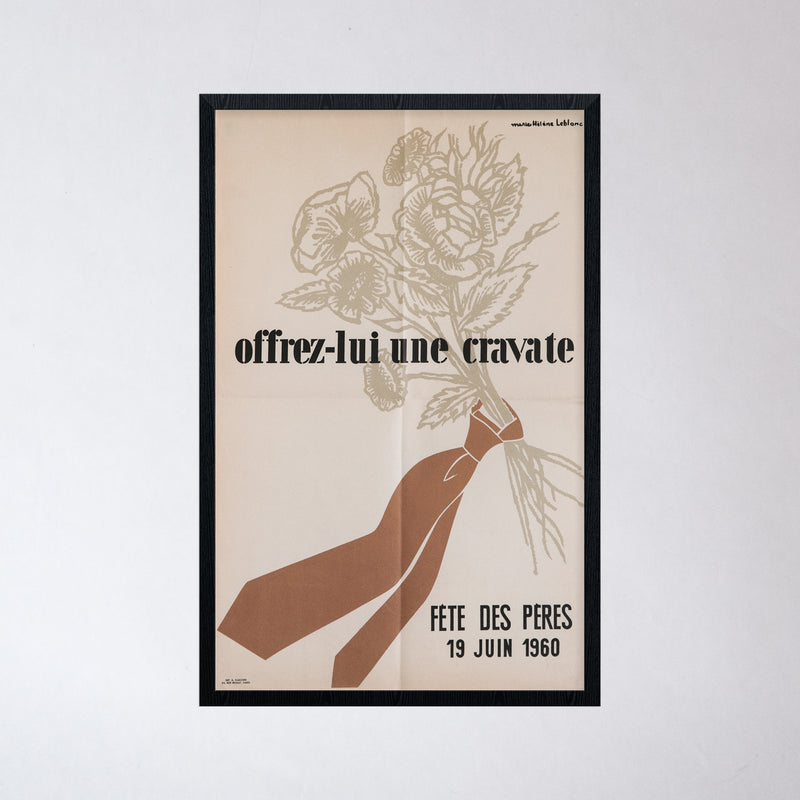 Vintage 1960 French Tie and Flowers Poster