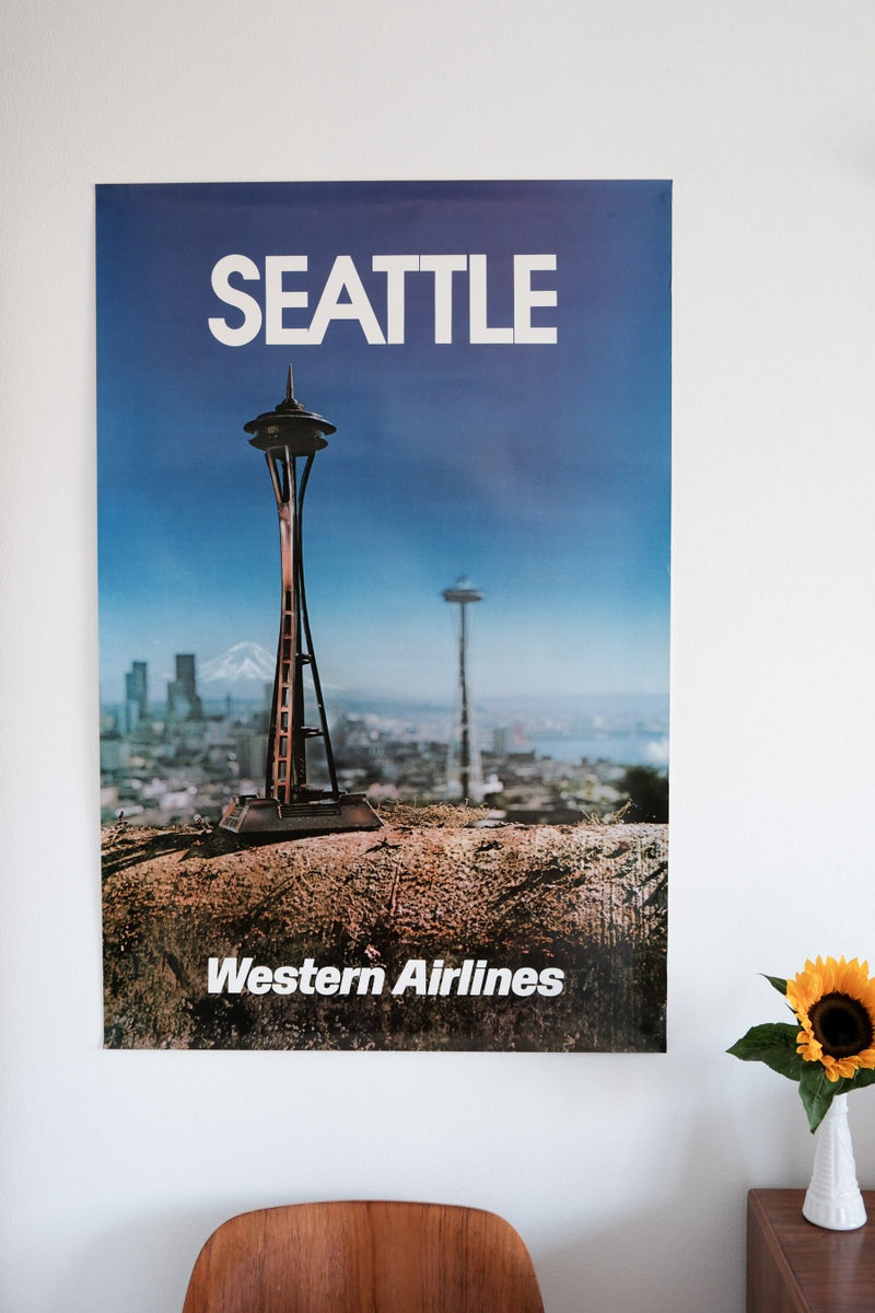 Western Airlines Seattle Space Needle Poster