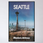 Vintage 1970s Western Airlines Seattle Poster