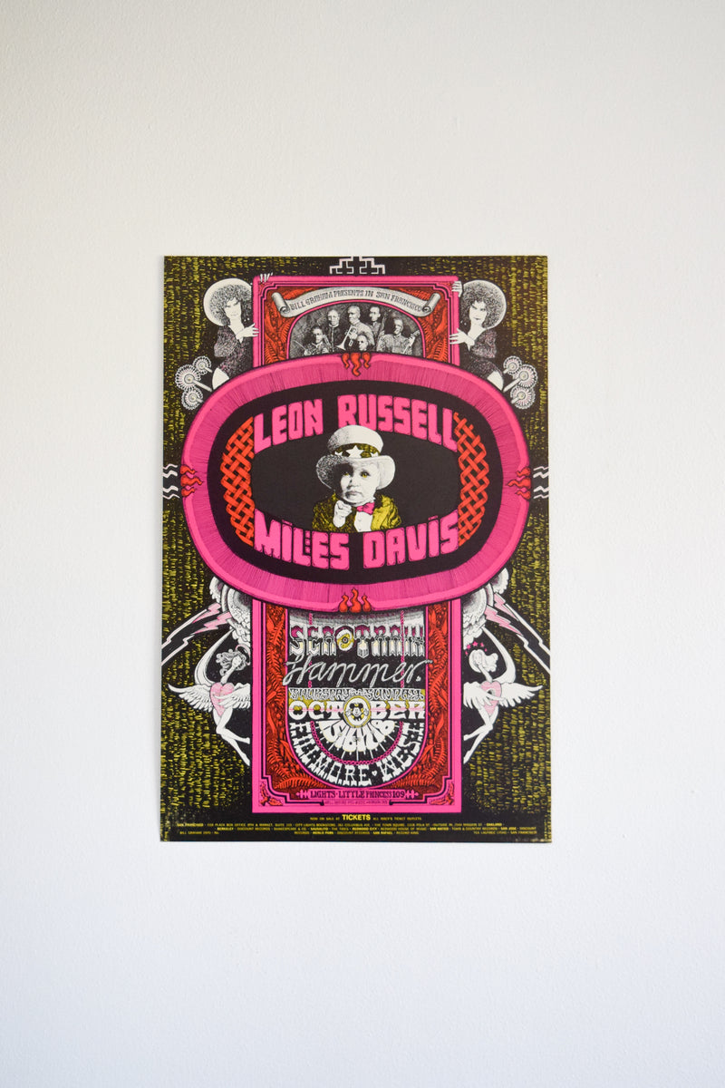 Vintage Fillmore Concert Poster: Miles Davis + Leon Russell