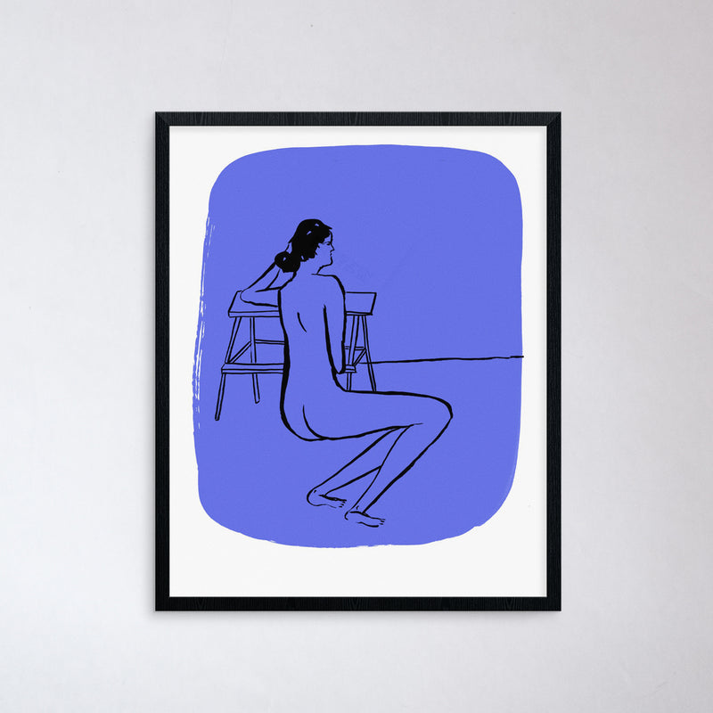 Nude On Blue Print by Kaye Blegvad