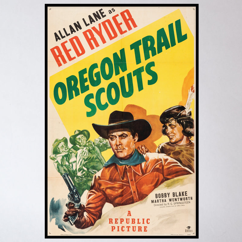 Vintage 1947 "Oregon Trail Scouts" Red Ryder Movie Poster