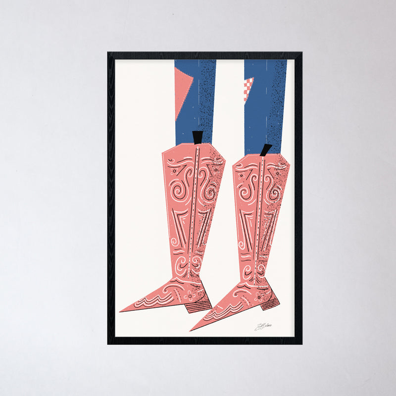 Pink Cowboy Boots Print