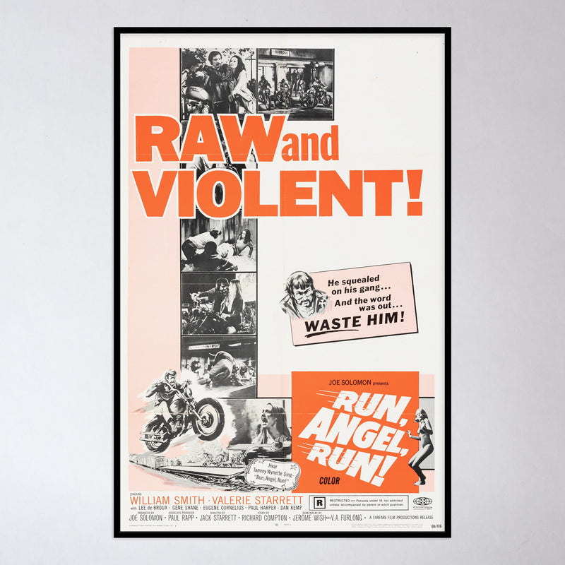 Vintage 1969 "Run, Angel Run" Movie Poster